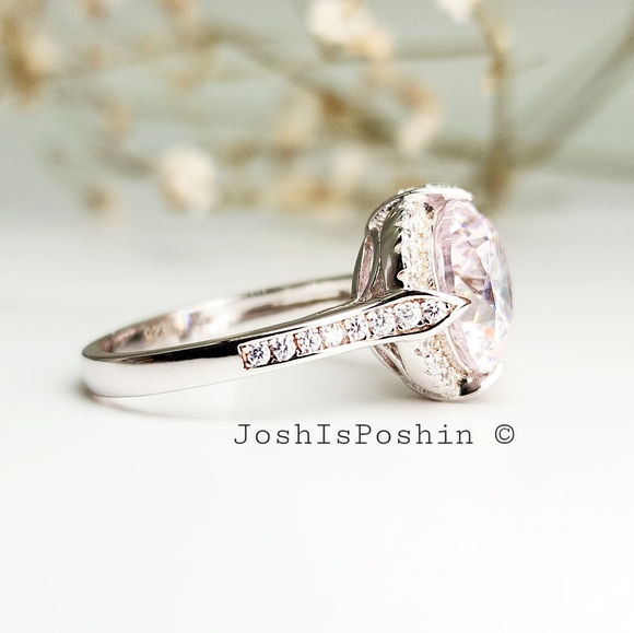 3.55CTW Pink diamond halo ring in sterling silver - Picture 11 of 17